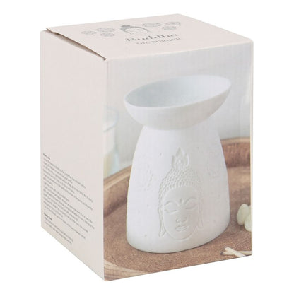 White Buddha Oil Burner – Luxury Matte Ceramic Wax & Fragrance Diffuser for Mindfulness & Spiritual Awakening