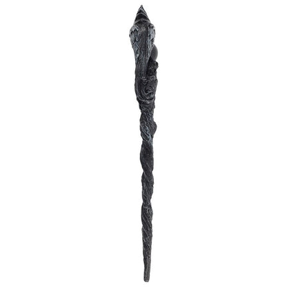 Dark Raven Ritual Wand – Gothic Spellcasting Wand with Red-Eyed Raven & Black Sphere