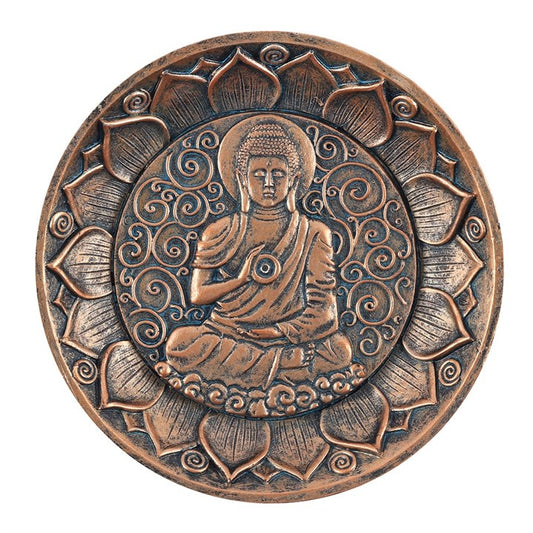 Buddha Incense Holder Plate – Antique Copper Effect Ritual Dish
