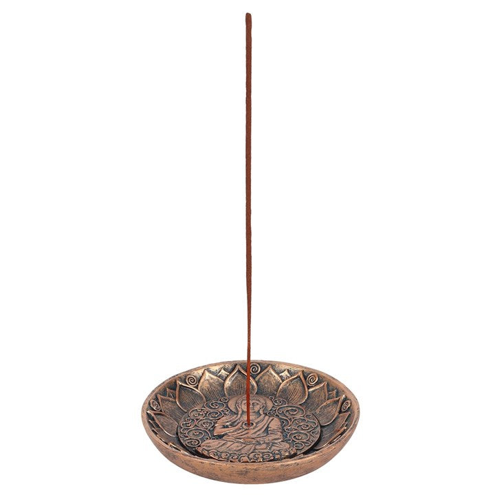 Buddha Incense Holder Plate – Antique Copper Effect Ritual Dish