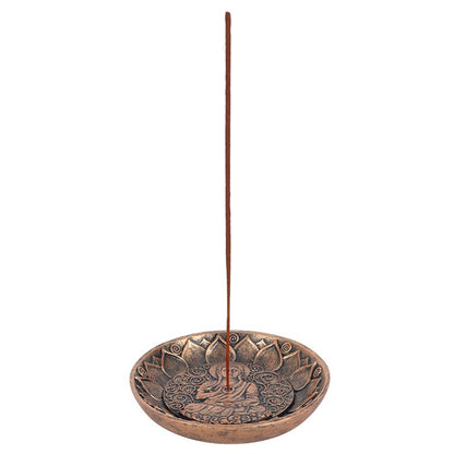 Buddha Incense Holder Plate – Antique Copper Effect Ritual Dish