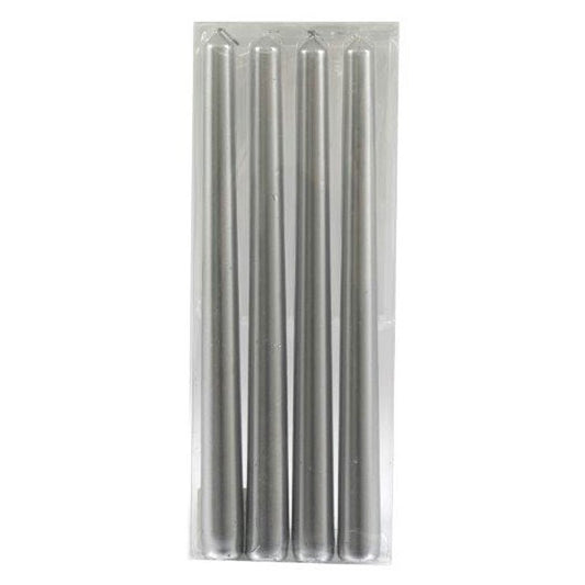 Set of 4 Silver Taper Candles – Elegant Metallic Candlesticks for Christmas & Celebrations