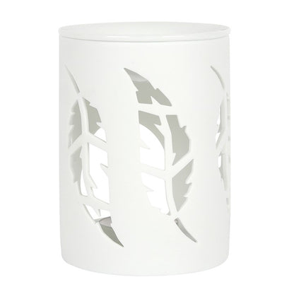 White Feather Oil Burner – Ceramic Wax & Fragrance Diffuser for Peace and Protection