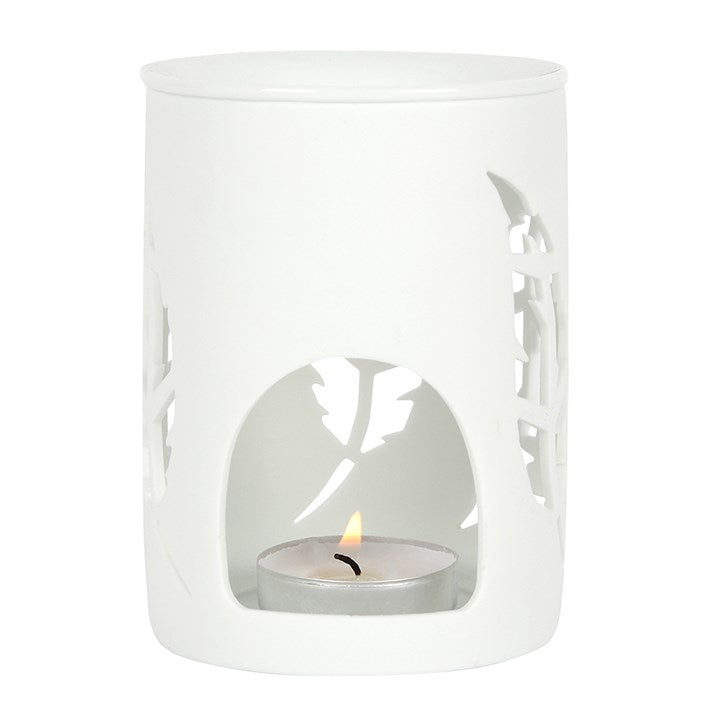 White Feather Oil Burner – Ceramic Wax & Fragrance Diffuser for Peace and Protection