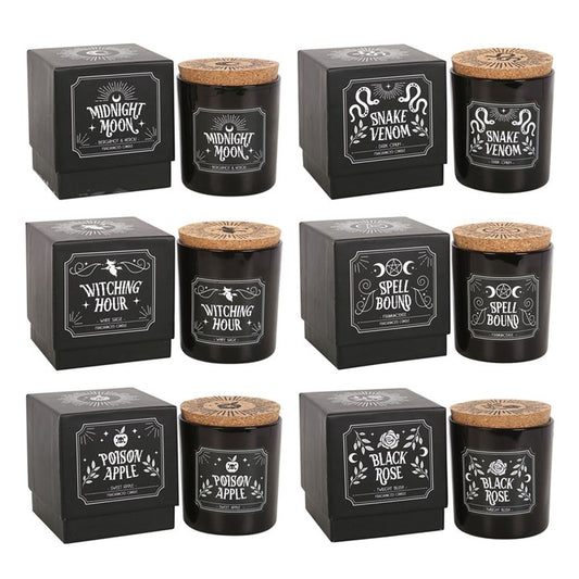 Set of 6 Midnight Ritual Candles – Gothic Scented Candle Collection with Cork Lids