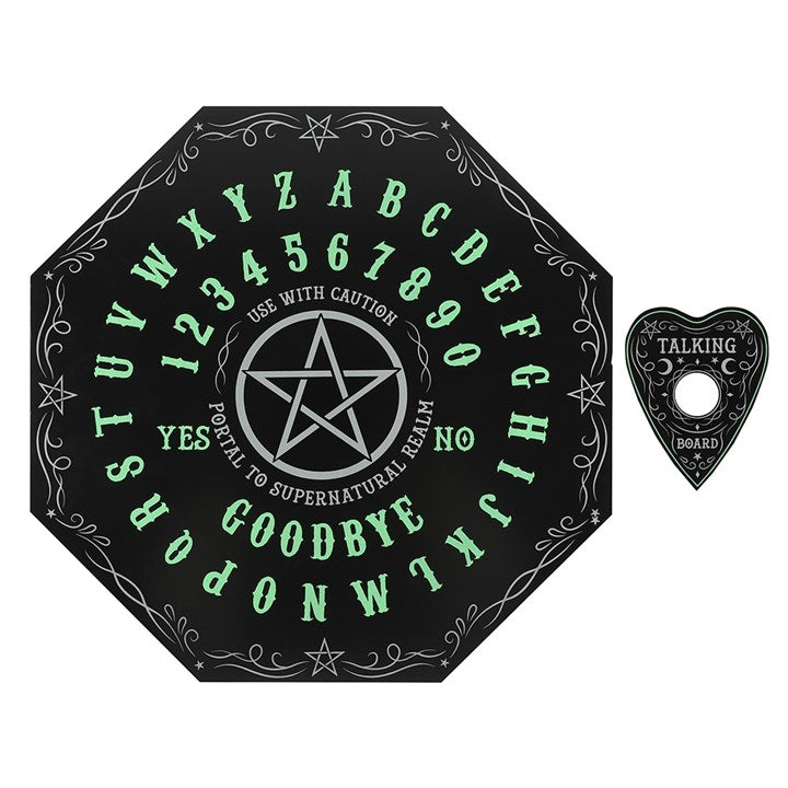 Glow in the Dark Octagon Spirit Board with Pentagram – Mystical Talking Board with Planchette