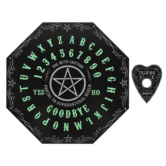 Glow in the Dark Octagon Spirit Board with Pentagram – Mystical Talking Board with Planchette