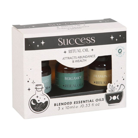 Success Ritual Essential Oil Set – Frankincense, Bergamot & Peppermint Blends for Prosperity & Confidence
