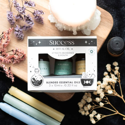 Success Ritual Essential Oil Set – Frankincense, Bergamot & Peppermint Blends for Prosperity & Confidence