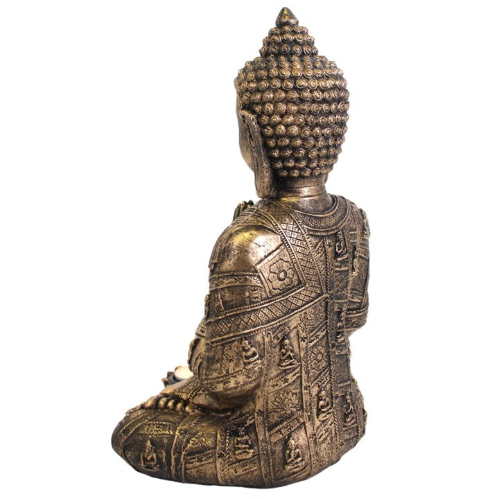 Gold Effect Thai Buddha Tealight Holder – For Peace, Mindfulness & Spiritual Calm
