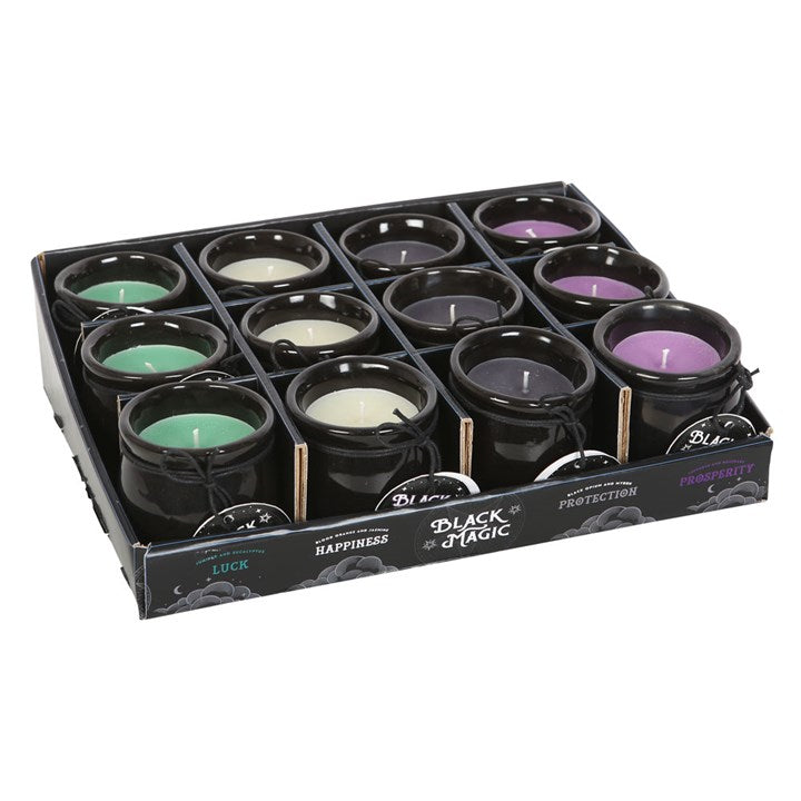 Set of 12 Cauldron Candles – Scented Halloween Candle Display for Luck, Protection & Prosperity