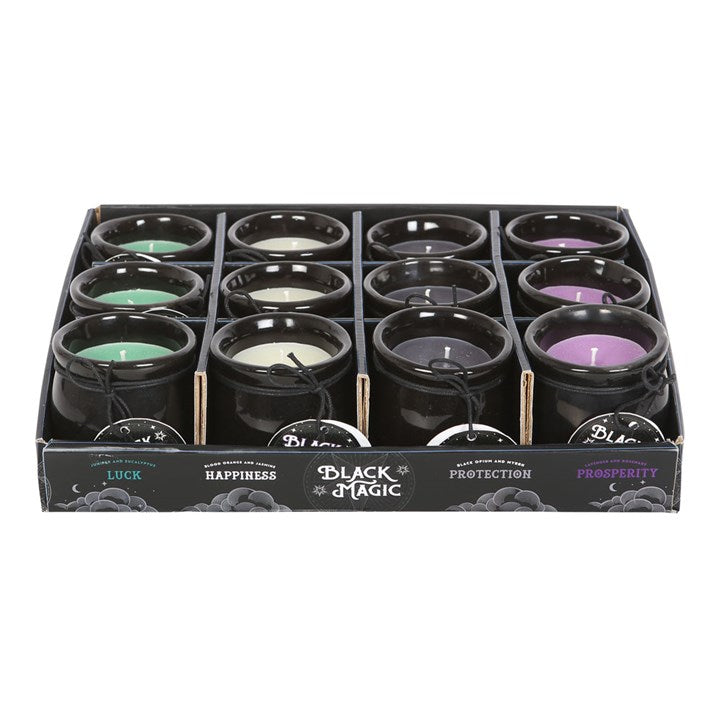 Set of 12 Cauldron Candles – Scented Halloween Candle Display for Luck, Protection & Prosperity