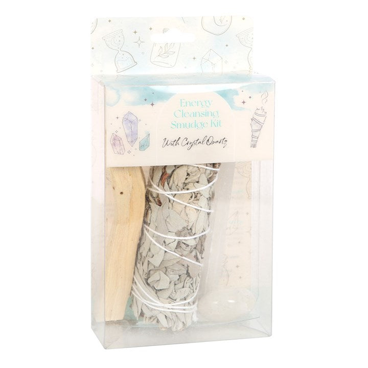 White Sage, Palo Santo & Clear Quartz Smudge Kit – For Cleansing, Protection & Inner Healing