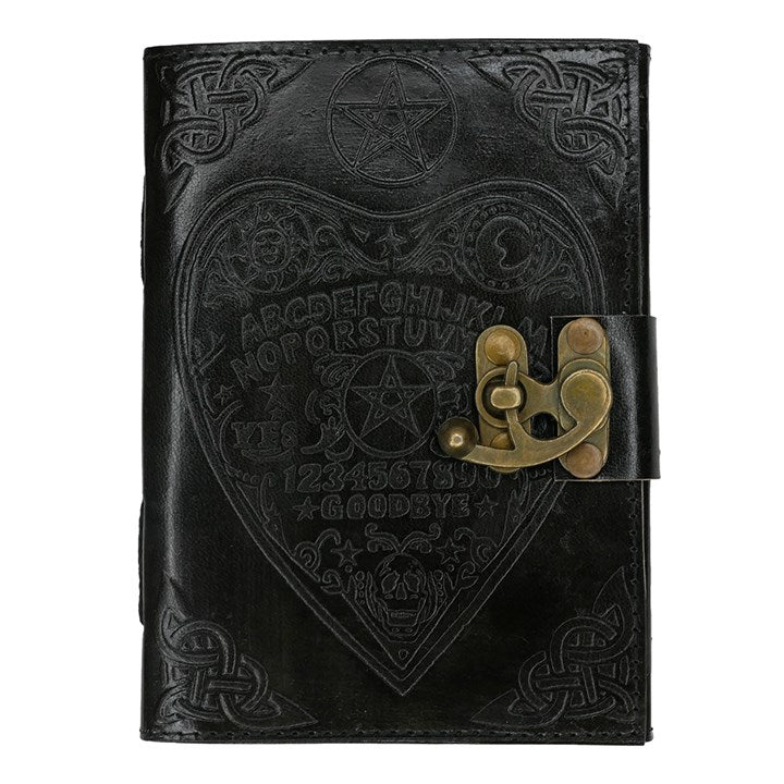 Black Leather Spirit Board Journal with Clasp – Mystical Spellbook Style