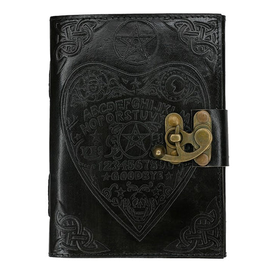 Black Leather Spirit Board Journal with Clasp – Mystical Spellbook Style