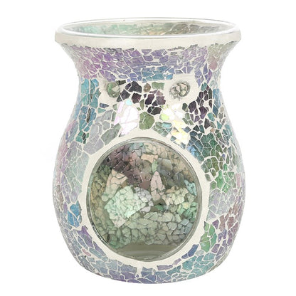 Large Iridescent Light Blue Crackle Oil Burner – Spiritual Home Fragrance & Wax Melt Holder