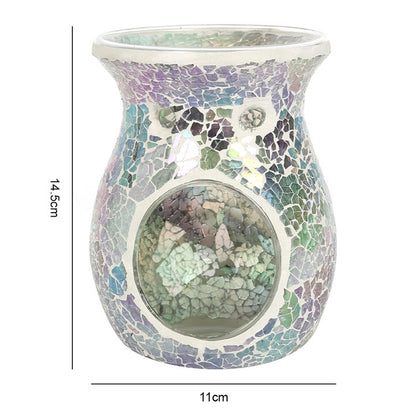 Large Iridescent Light Blue Crackle Oil Burner – Spiritual Home Fragrance & Wax Melt Holder