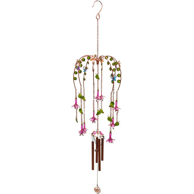 Fuchsia Flower Windchime – Handcrafted Metal, Glass & Resin | Sacred Sound Healing & Garden Harmony