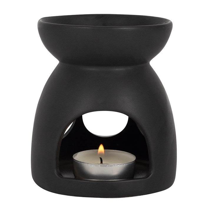 Black Triple Moon Oil Burner – Ceramic Wax & Fragrance Diffuser for Lunar Magic & Rituals