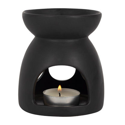 Black Triple Moon Oil Burner – Ceramic Wax & Fragrance Diffuser for Lunar Magic & Rituals