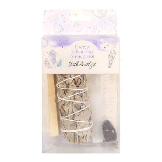 White Sage, Palo Santo & Amethyst Smudge Kit – For Cleansing, Protection & Spiritual Renewal