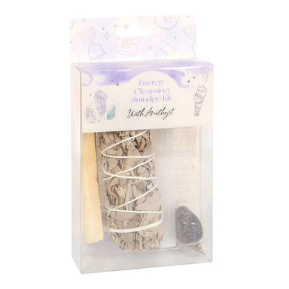 White Sage, Palo Santo & Amethyst Smudge Kit – For Cleansing, Protection & Spiritual Renewal