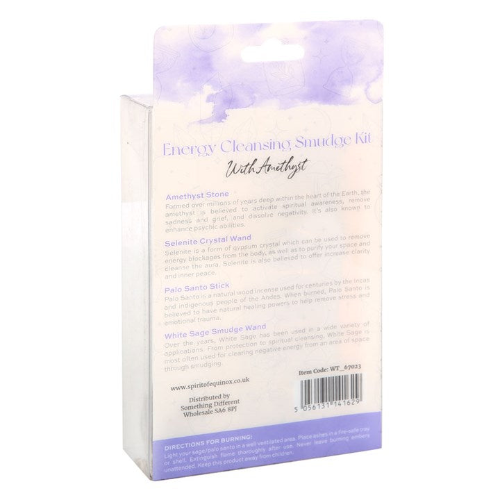 White Sage, Palo Santo & Amethyst Smudge Kit – For Cleansing, Protection & Spiritual Renewal