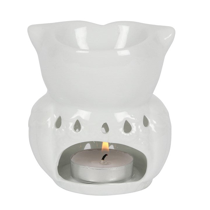 White Owl Oil Burner – Ceramic Aroma & Wax Melt Burner for Wisdom & Intuition