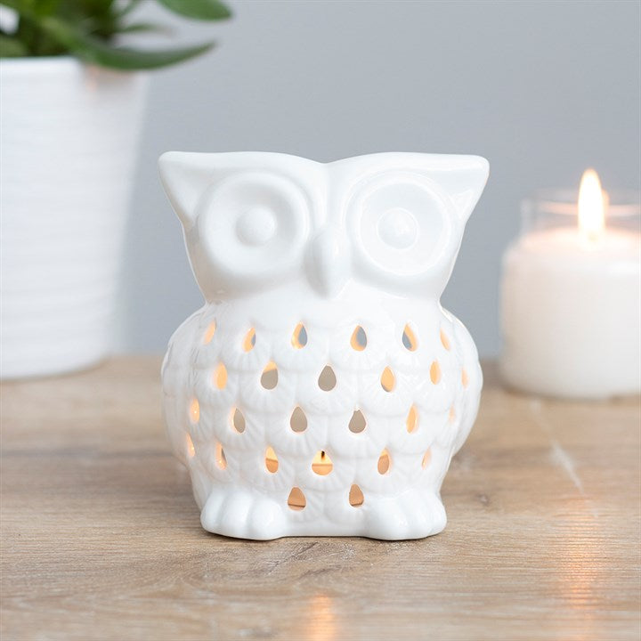 White Owl Oil Burner – Ceramic Aroma & Wax Melt Burner for Wisdom & Intuition