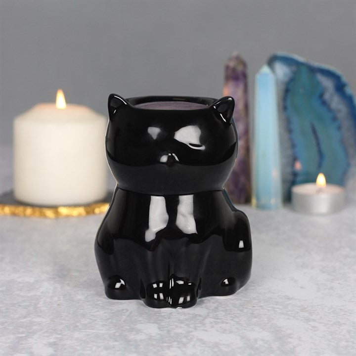 Black Cat Oil Burner – Ceramic Aroma & Wax Melt Burner for Mystical Home Décor