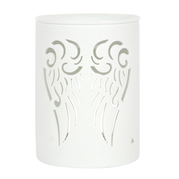 White Angel Wing Oil Burner – Ceramic Wax & Fragrance Diffuser for Peace & Protection
