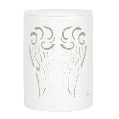 White Angel Wing Oil Burner – Ceramic Wax & Fragrance Diffuser for Peace & Protection