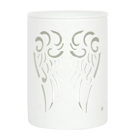 White Angel Wing Oil Burner – Ceramic Wax & Fragrance Diffuser for Peace & Protection