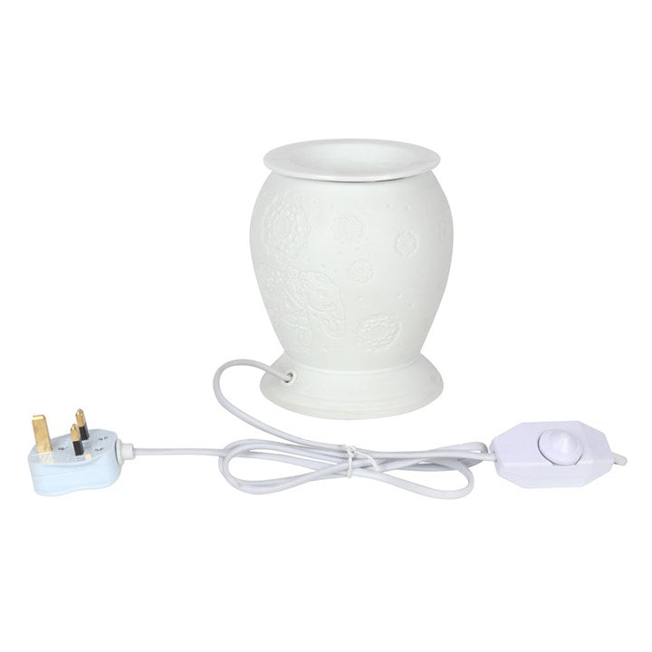 White Ceramic Elephant Oil Burner & Wax Warmer – Symbol of Wisdom, Strength & Spiritual Protection