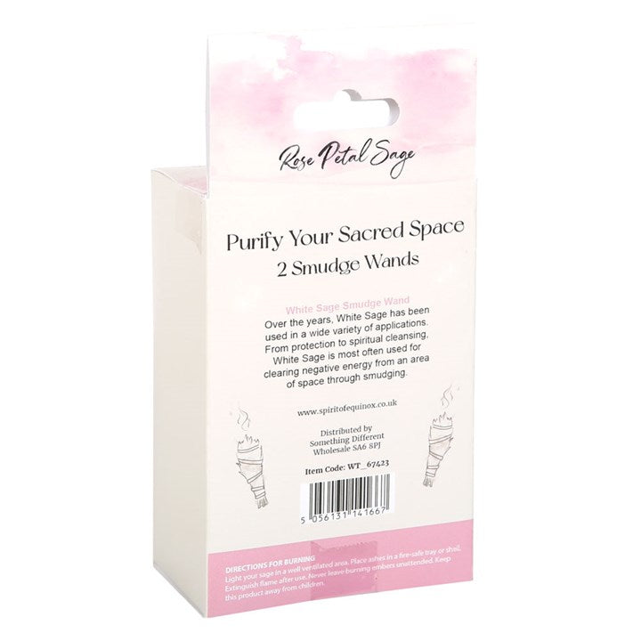Rainbow Rose White Sage Smudge Stick Set (2 Bundles) – For Cleansing, Renewal & Sacred Rituals