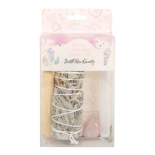 White Sage, Palo Santo & Rose Quartz Smudge Kit – For Cleansing, Love & Spiritual Harmony