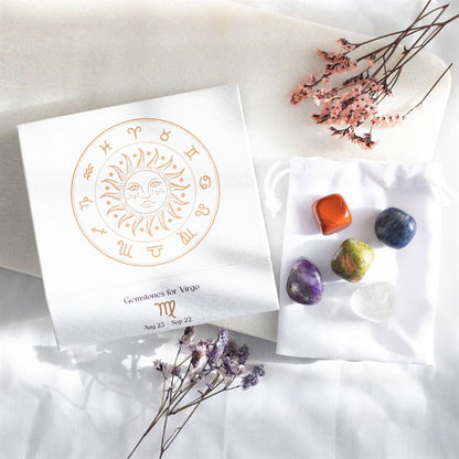 Virgo Zodiac Crystal Tumblestone Gift Set – Balance, Clarity & Protection