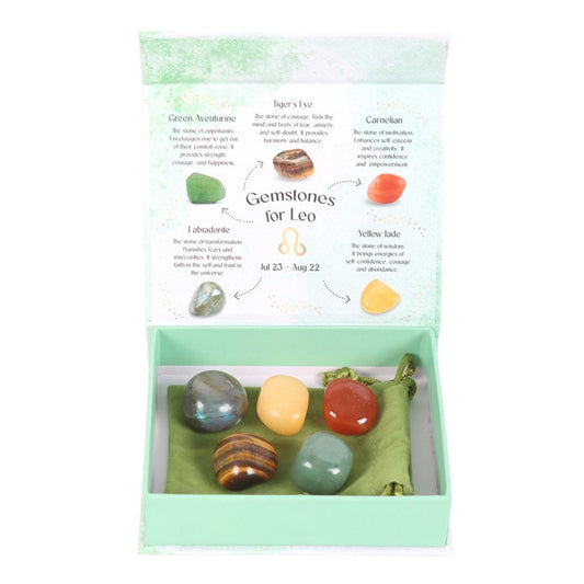 Leo Zodiac Crystal Set – 5 Healing Tumble stones for Courage, Success & Transformation