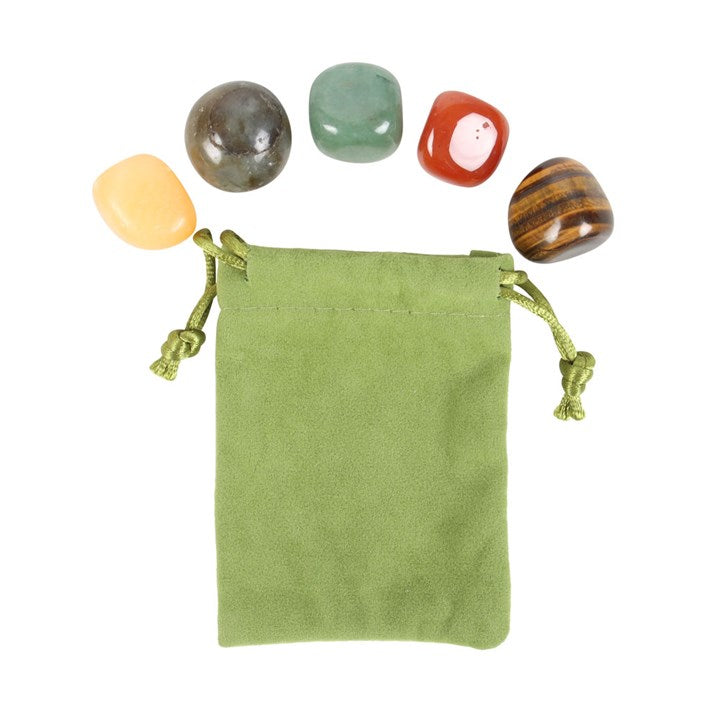 Leo Zodiac Crystal Set – 5 Healing Tumble stones for Courage, Success & Transformation