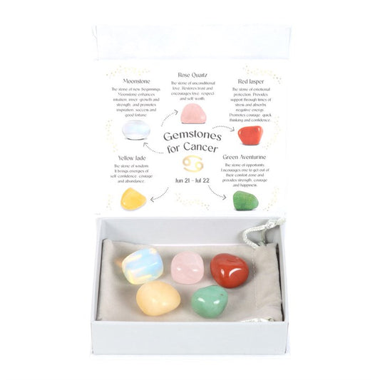 Cancer Zodiac Crystal Set – 5 Healing Tumblestones for Love, Protection & Intuition