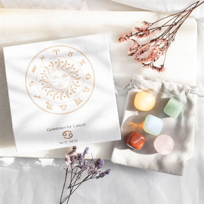 Cancer Zodiac Crystal Set – 5 Healing Tumblestones for Love, Protection & Intuition