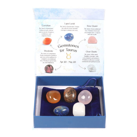 Taurus Crystal Set – 5 Healing Tumblestones for Balance, Love & Inner Strength