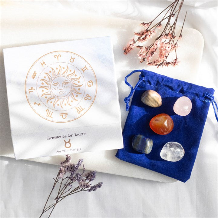 Taurus Crystal Set – 5 Healing Tumblestones for Balance, Love & Inner Strength