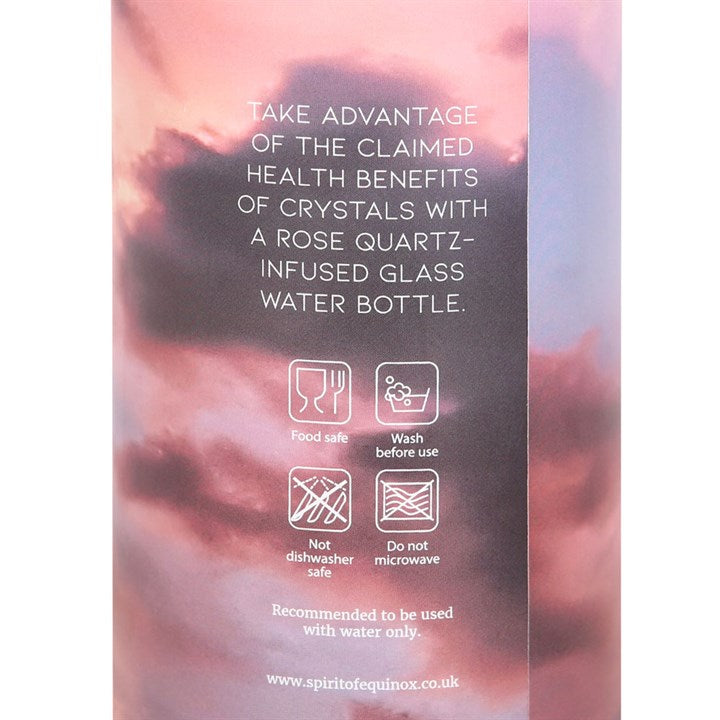 Rose Quartz Crystal Glass Water Bottle – ‘I Create My Own Reality’ 18oz Mindful Hydration Bottle