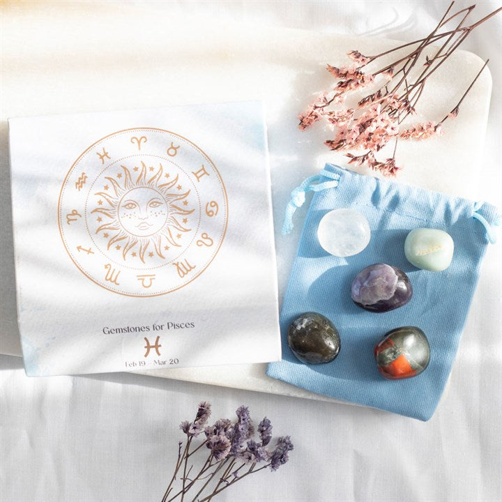 Pisces Crystal Healing Set – Intuition, Creativity & Emotional Balance (Set of 5 Tumble stones)