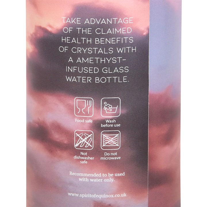 Amethyst Crystal Glass Water Bottle – ‘Set Your Intention’ 18oz Mindful Hydration Bottle