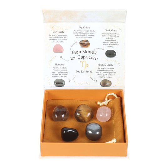 Capricorn Crystal Set – 5 Healing Tumblestones for Strength, Balance & Grounding