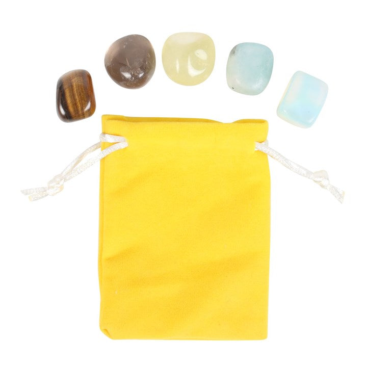 Gemini Zodiac Crystal Set – 5 Healing Tumblestones for Clarity, Love & Emotional Balance
