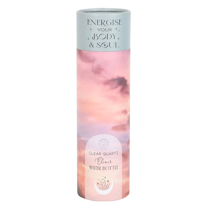 Clear Quartz Crystal Glass Water Bottle – ‘Energise Your Body & Soul’ 18oz Mindful Hydration Bottle