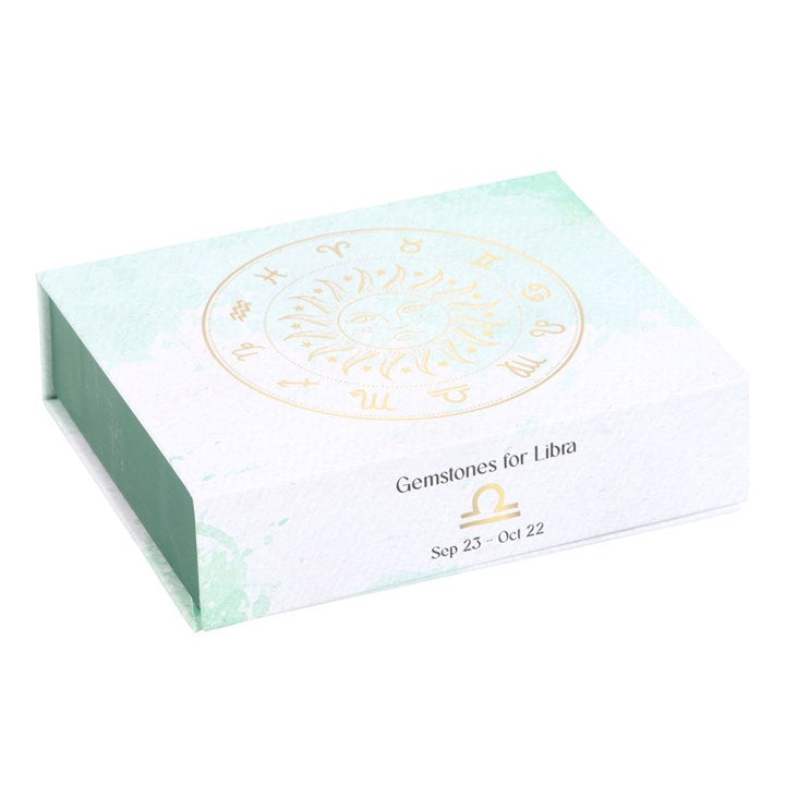 Libra Zodiac Crystal Gift Set – Bloodstone, Aventurine, Amethyst, Tiger’s Eye & Lemon Quartz in Luxury Box